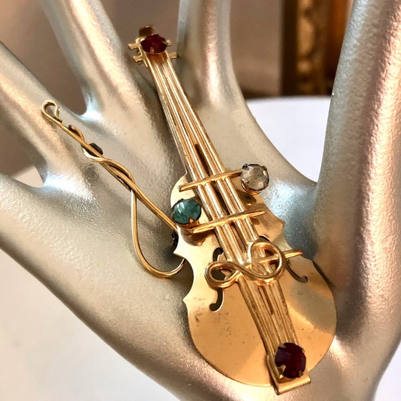 Vintage Guitar Violin Note Brooch Lot - Picture 10 of 10